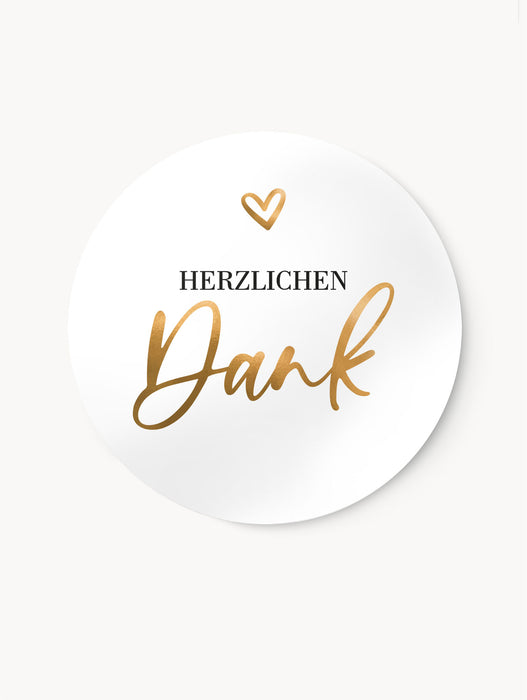 Aufkleber Herzlichen Dank Gold | ⌀ 3cm ⌀ 4cm